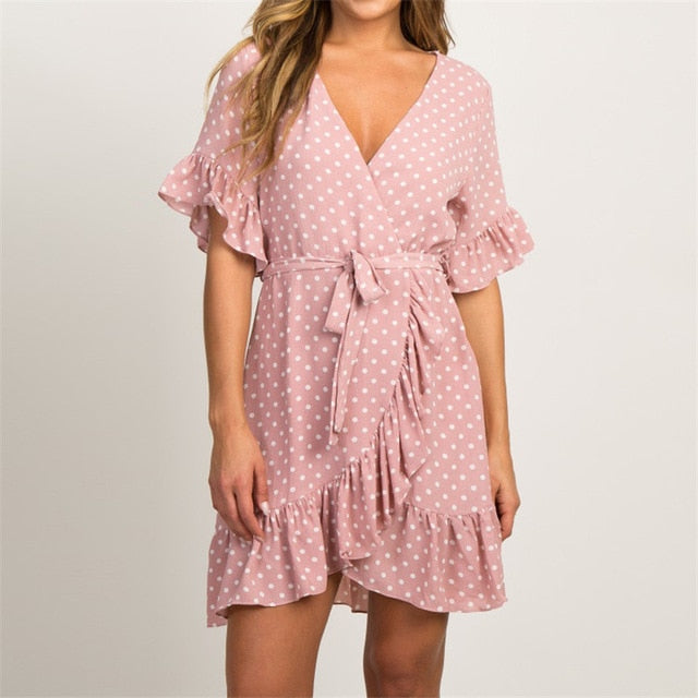Polka-Dot Print Boho Dress